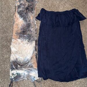 NWOT LOT OF 2 fashion nova dresses navy off shoulder cinched midi medium